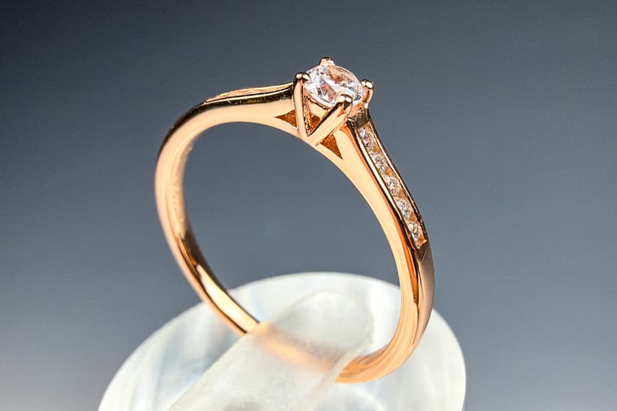 Silber Solitärring Rauschmayer, rose vergoldet